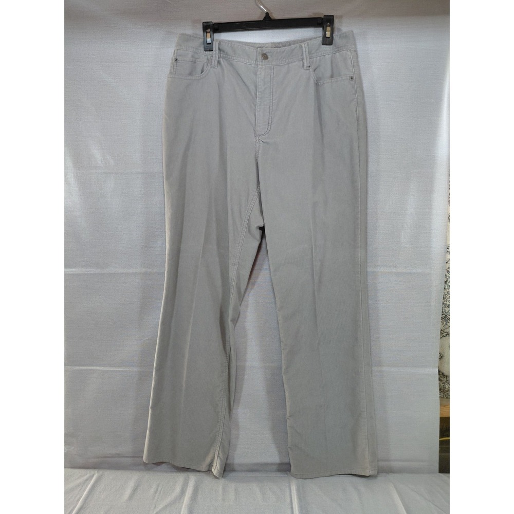 Eddie Bauer Corduroy Pants Women's Sz 12 Gray High Rise Straight Leg